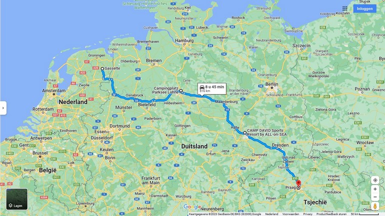 Route naar Praag